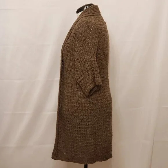 Chico's Knee Length 3/4 Sleeve Open Front Cardigan Sweater, Size 2 (L) - Picture 4 of 8